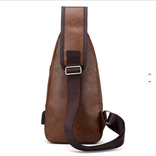 New Fashion Charging Men's Chest Bag Outdoor Leisure Pu Leather Shoulder Briefcase Sling Bag Men