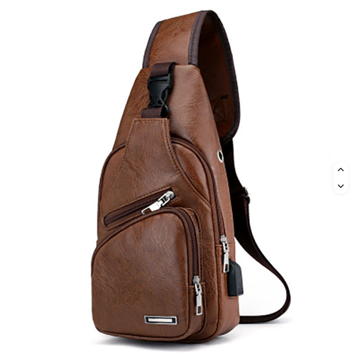 New Fashion Charging Men's Chest Bag Outdoor Leisure Pu Leather Shoulder Briefcase Sling Bag Men