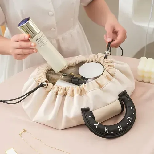 💖 Large Capacity Leather Drawstring Cosmetic Bag💖