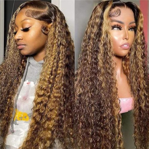 European and American women's fashionable synthetic wig with long brown curly hair