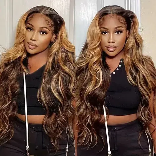 🙌🏾Peruca longa ondulada feminina com cabelo pré-esticado 🧡 Peruca com
