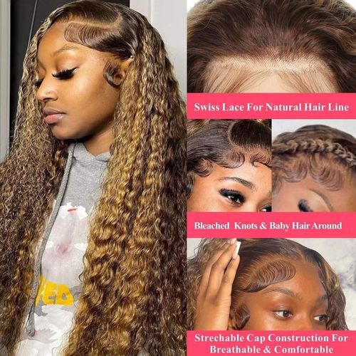 European and American women's fashionable synthetic wig with long brown curly hair