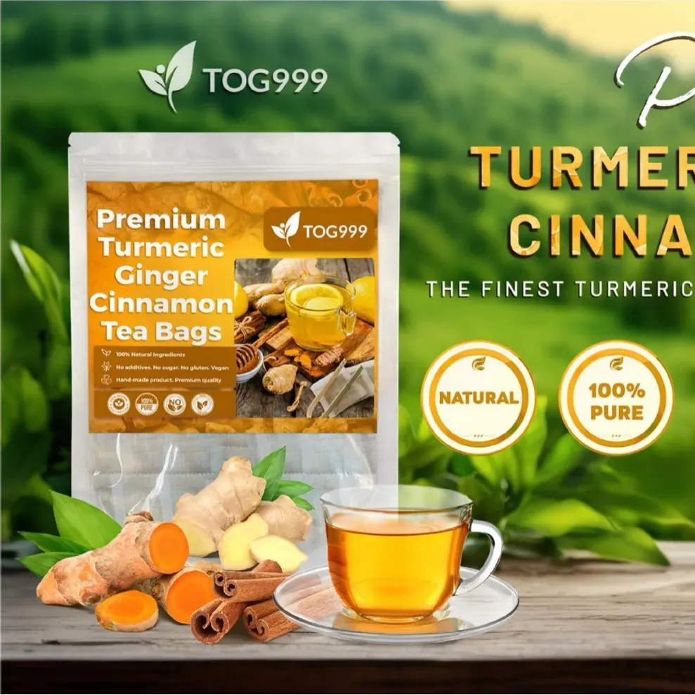 100% Natural Turmeric Cinnamon Flavor Tea Caffeine-Free and Additive-Free for Improved Digestion