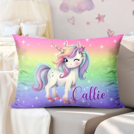 Personalisierter Fantasy-Einhorn-Kissenbezug mit Namen, Geburtstagsgeschenk für Kinder