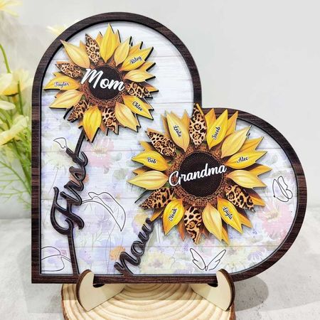 Erste Mutter jetzt Oma-Geschenk für Mütter, Omas, Tanties-Personal isierte 2-Layer-Holzplakette mit Ständer