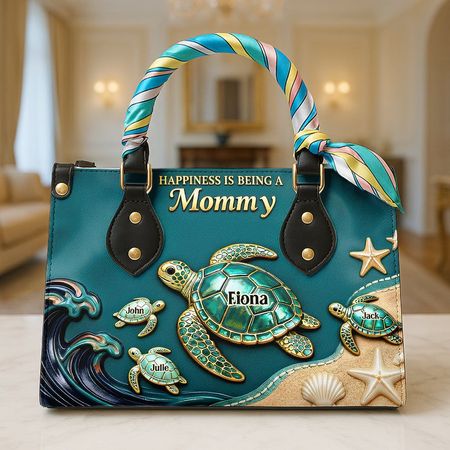 Turtle Mom Ledertasche-Personal isierte Muttertag geschenke