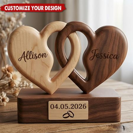 Personalisierte Herz-Acryltafel für Paare, individuelle Namen und Datum als Jubiläumsgeschenk