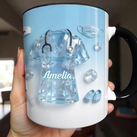 Nurse Hero Mug – personalisierte Dedicated to Healing Tasse mit 3D Crystal Effekt – Geschenk für Pflegekräfte