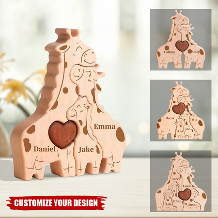 Personal isierte Giraffe Familie Holz Puzzle