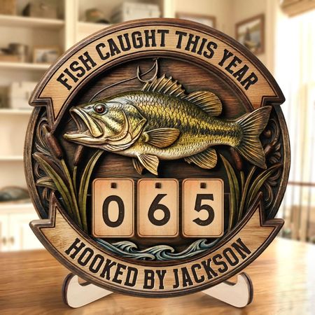 Individuelles hölzernes Tracker-Zeichen-personal isierte Geburtstags-Angel geschenke für Fischer-echter Fang moment