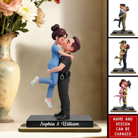 Helden paar für immer Liebe-personal isierte 2-Layer-Holzplakette-Valentinstag Geschenk für Paare, für ihn, für sie, Krankens ch wester, Polizei, Feuerwehr mann, Armee