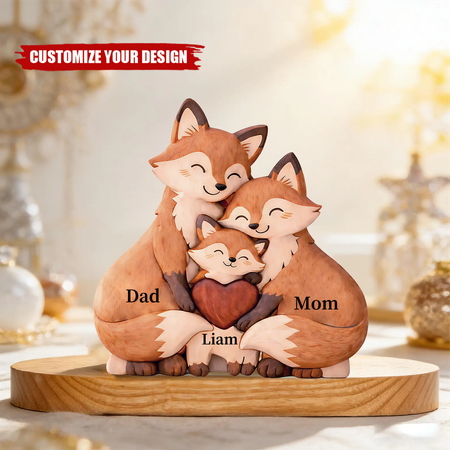 Personal isiertes Fox Family Puzzle, benutzer definierter Name Holz puzzle