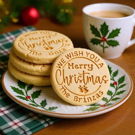 Personalisierter Weihnachtskeksstempel mit Familiennamen Wir wünschen Ihnen ein frohes Weihnachtsfest LM32 897327