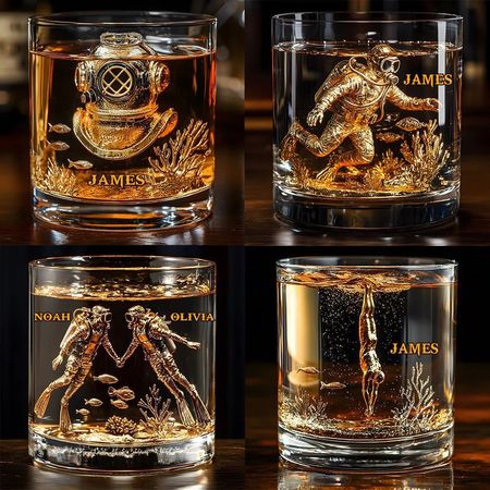 Geschenk für Tauchliebhaber – Personalisiertes Scuba Diving Whiskyglas