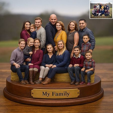 Benutzerdefinierte fotorealistische Darstellung von Figuren mit Familienmotiven