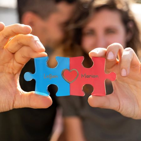 Personal isiertes Paar-Puzzle-Namens schild mit Herz benutzer definierte ineinandergreifende Namen Platte Liebe zum Valentinstag-Jubiläums geschenk für Paar liebhaber