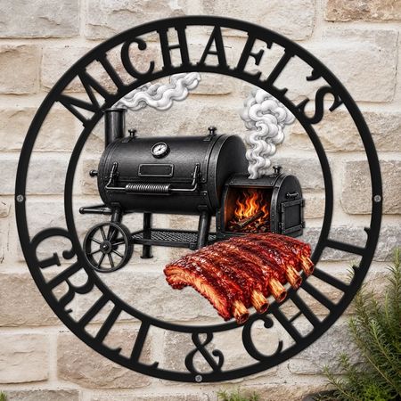 Individuelles BBQ-förmiges Metalls child personal isierte Grill geschenke für BBQ-Liebhaber, Ehemann, Sohn, Enkel, Bruder, Opa, Papa, selbst-Rauch feuer gute Zeiten