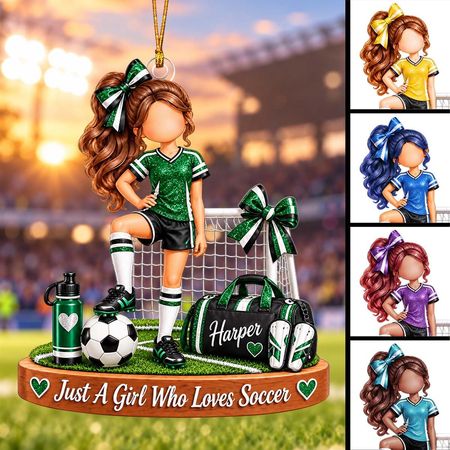 Personalisierter Fußballmädchen-Weihnachtsschmuck – Individuelles Geschenk für junge Fußballspielerinnen