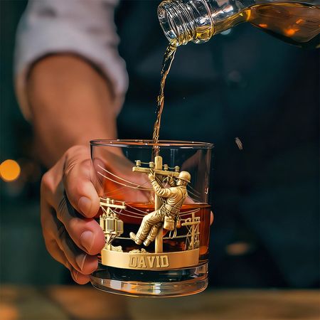 Lineman Runde Whisky Glas-Personal isierte Geschenke für Lineman Glas