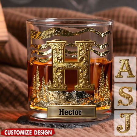 Alphabet Initial für Whisky, Bourbon-Liebhaber - Personalisiertes Whiskyglas