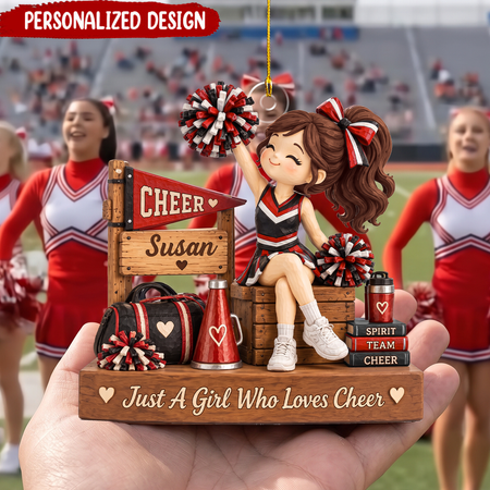 Personalisierter Cheerleader-Weihnachtsanhänger mit Namen – Weihnachtsgeschenk für Cheerleader-Mädchen