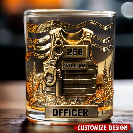 Personalisiertes Whiskeyglas für Polizisten – Dienen und Schützen