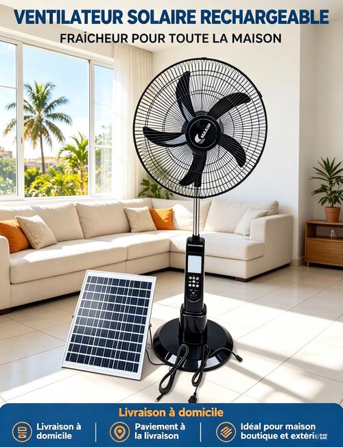 Ventilateur sur pied solaire de 18 pouces
