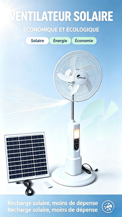 Ventilateur sur pied solaire de 16 pouces