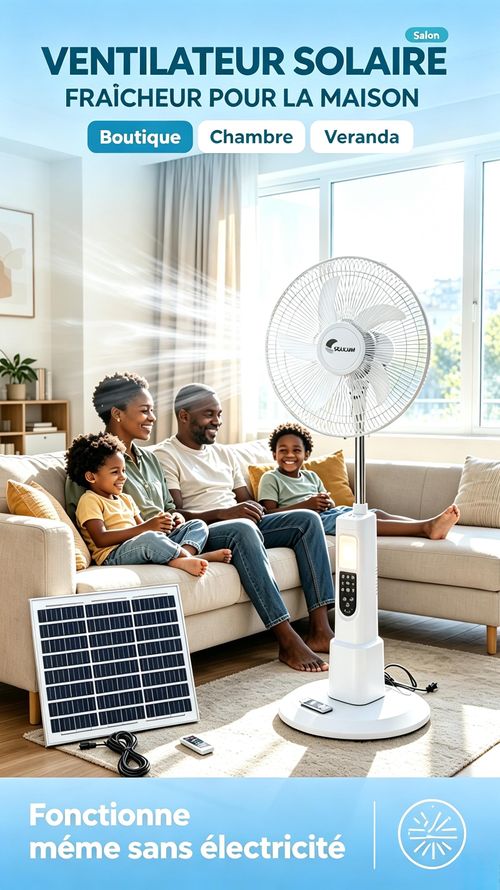 Ventilateur sur pied solaire de 16 pouces