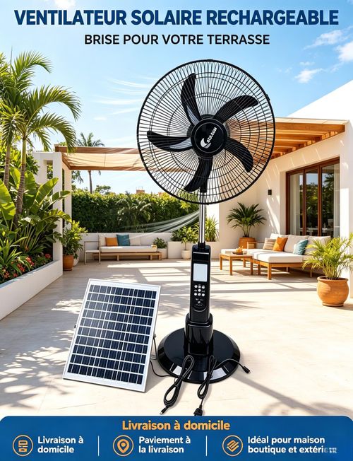 Ventilateur sur pied solaire de 18 pouces