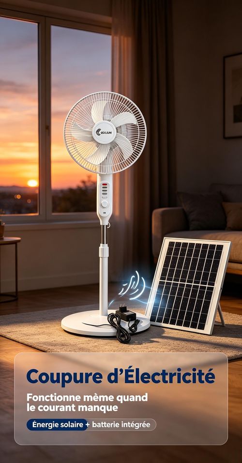 Ventilateur sur pied solaire de 16 pouces