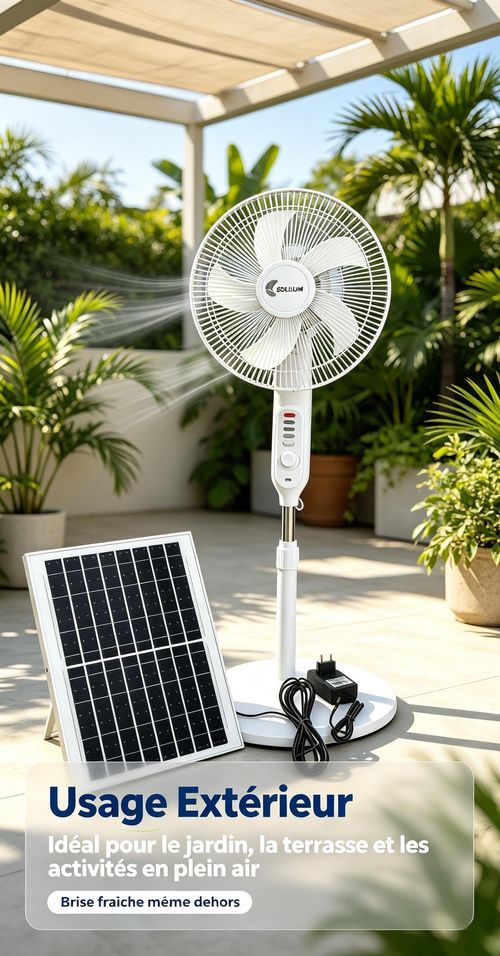 Ventilateur sur pied solaire de 16 pouces