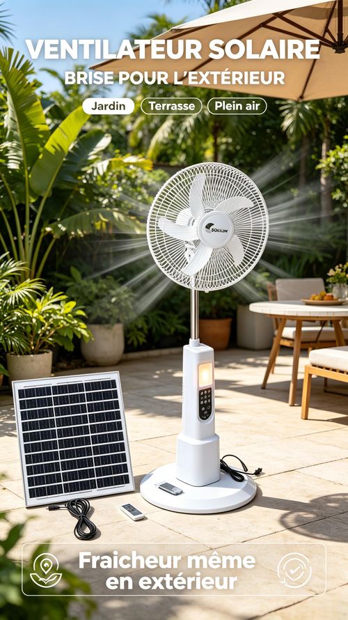 Ventilateur sur pied solaire de 16 pouces