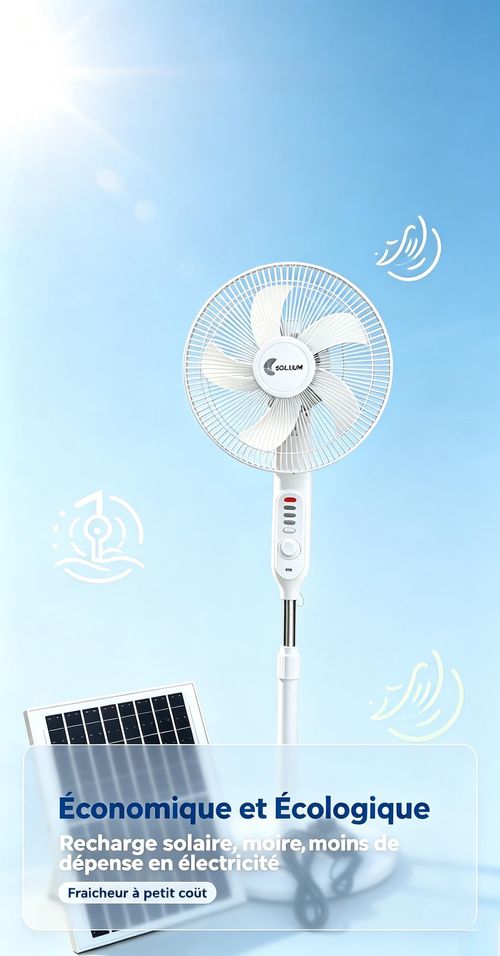 Ventilateur sur pied solaire de 16 pouces