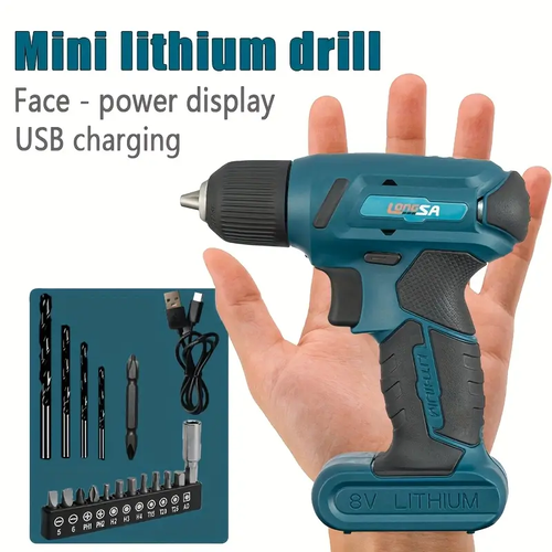 Broca Elétrica Mini Broca Elétrica Sem Fio Broca Elétrica a Litírio Broca Elétrica com Iluminação LED