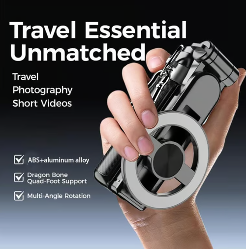 Bastão de selfie magnético multifuncional 4 em 1 com rotação de 360°