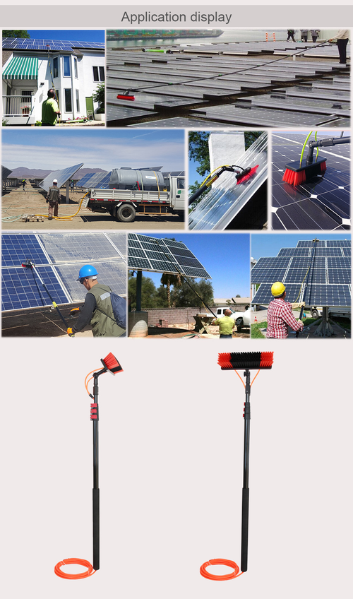 Equipamento de limpeza de escova de pulverização de água para painel solar de vidro mais vendido com haste telescópica de limpeza de escova alimentada por água