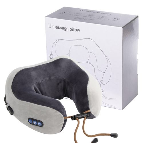 Travesseiro massageador de algodão, travesseiro elétrico para massagem e relaxamento das costas, formato em u, 3d de imprensa de digital
