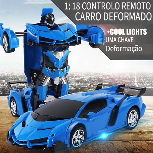 Robô que se Transforma em Carro Esportivo 2 em 1 Escala , Modelo de Veículo de Controle Remoto, Brinquedo para Crianças de Presente