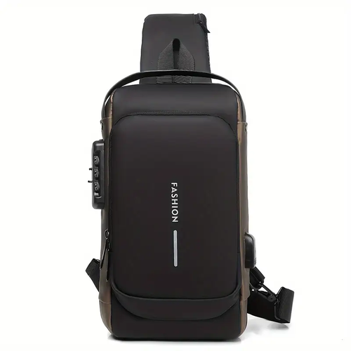 Bolsa de peito anti-furto com fecho  (cofre combinatório) para homens