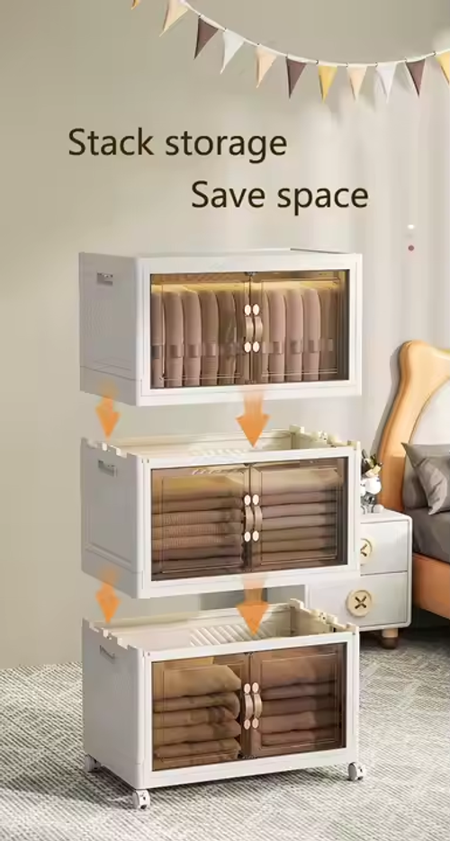 Venda imperdível caixa de armazenamento empilhável dobrável de 60 cm de largura personalizada, multifuncional, retangular, técnica de injeção de plástico PP