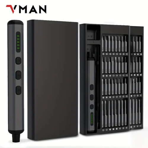 Chave de fenda elétrica, kit de chave de fenda elétrica 68 em 1, com 64 brocas magnéticas, ferramentas de reparo precisas sem fios.