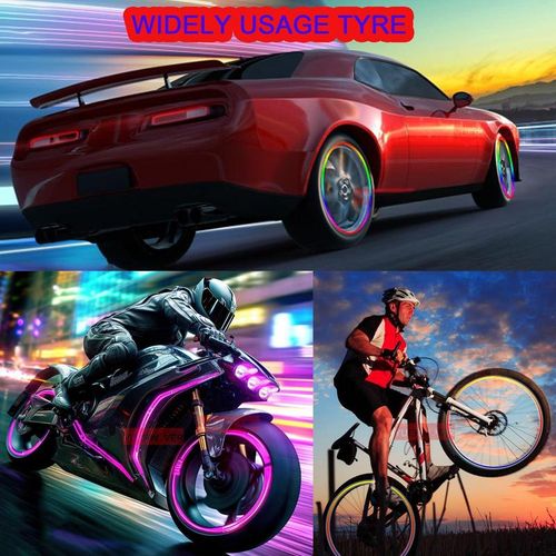 4PCS USB Rechargeable LED Tire Valve Lights Waterproof RGB Flashing Wheel Lights for Bicycles Motorcycles and Cars USA Valve Compatible