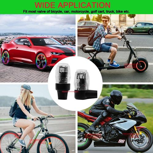 4PCS USB Rechargeable LED Tire Valve Lights Waterproof RGB Flashing Wheel Lights for Bicycles Motorcycles and Cars USA Valve Compatible