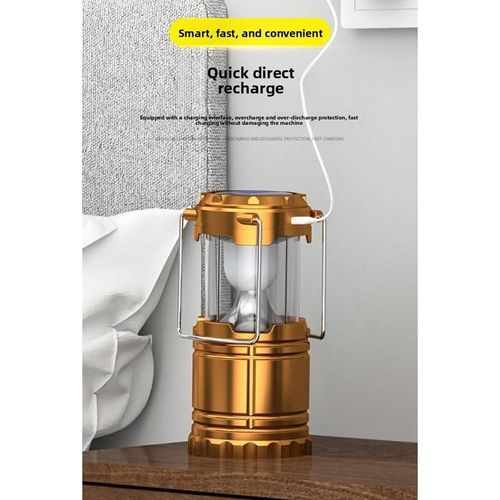 Gold Solar Rechargeable Camping Lantern - Emergency Power Bank USB Charging Waterproof Torch