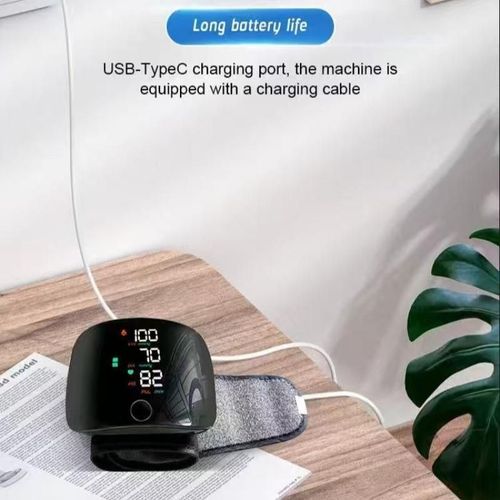 eBesting Wrist Blood Pressure Monitor - Large HD Display, Voice Broadcast, Type-C Rechargeable, One-Touch Measurement, Portable for Home Use