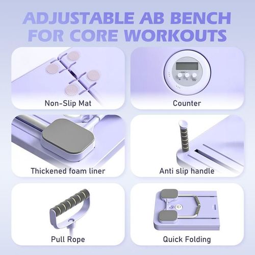 Foldable Core and Leg Workout Machine 24 Non Slip Pads Digital Timer Counter Portable Home Fitness Equipment for Abdomen Hips and Waist Training