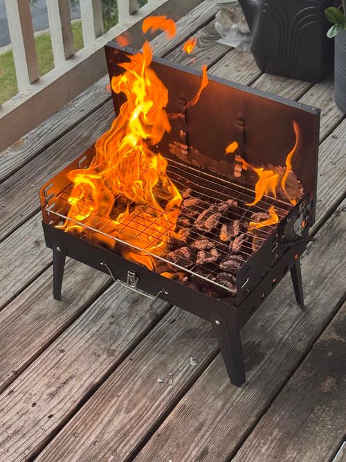 Portable Folding Barbecue Grill with Adjustable Height for 3-5 People Outdoor Camping Picnic