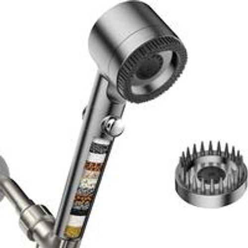 Pressurized Multi Mode Filtered Handheld Shower Head Set Home Bathroom with Hose and Replacement Filter