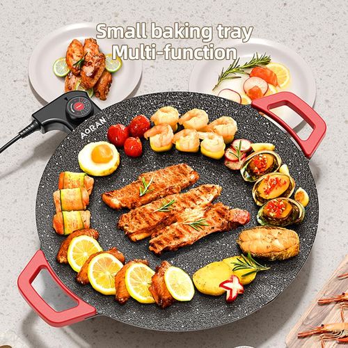 Non-Stick Maifan Stone Electric Griddle 36cm | FREE Stand for Family BBQ